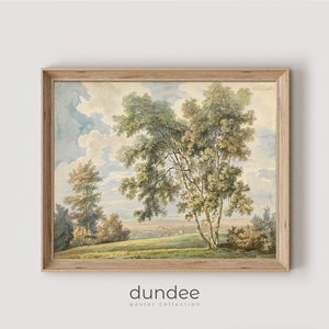 Printable Landscape Art . Vintage Print Country Landscape Painting . Rustic Forest Painting Vintage . Antique Country Decor .  Vintage Art