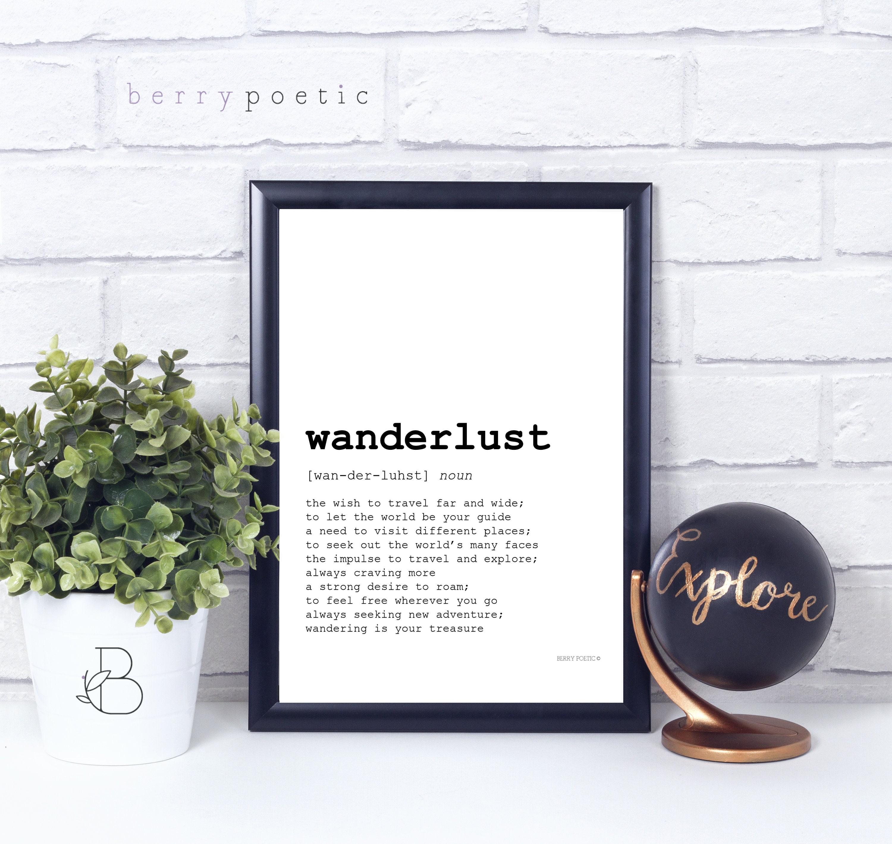 Wanderlust A4 Print dictionary definition print Etsy