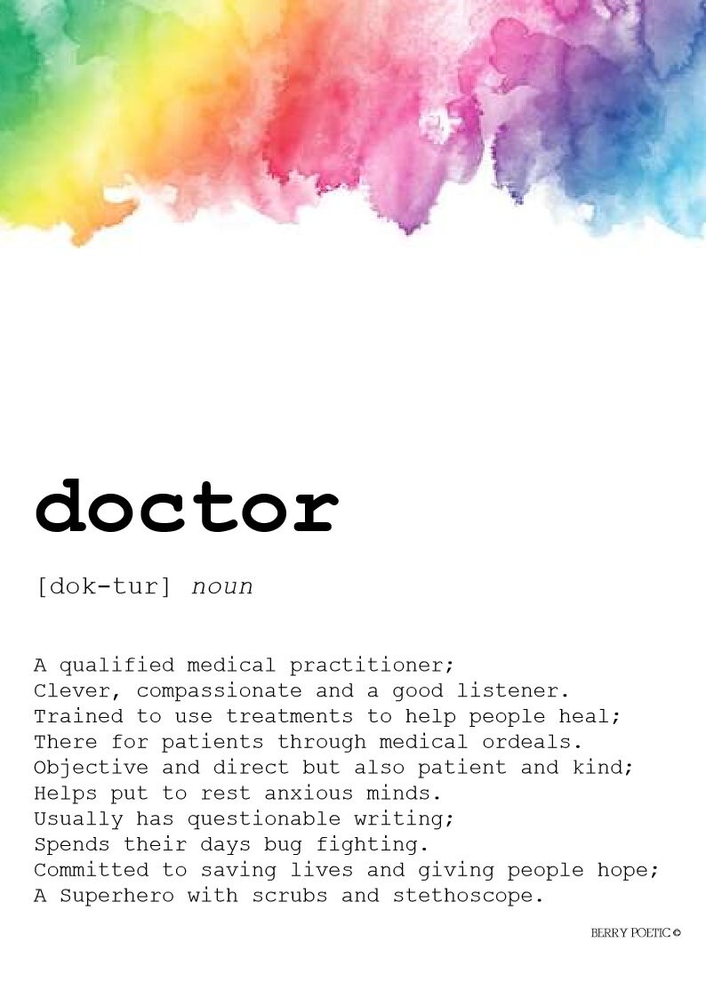 A4 Doctor Definition Poem Print, Dictionary Style Etsy UK