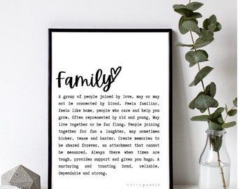 Family Poem Print, Family Gift, Family Love, Wall Art, home prints, home décor, poem print, family quote print