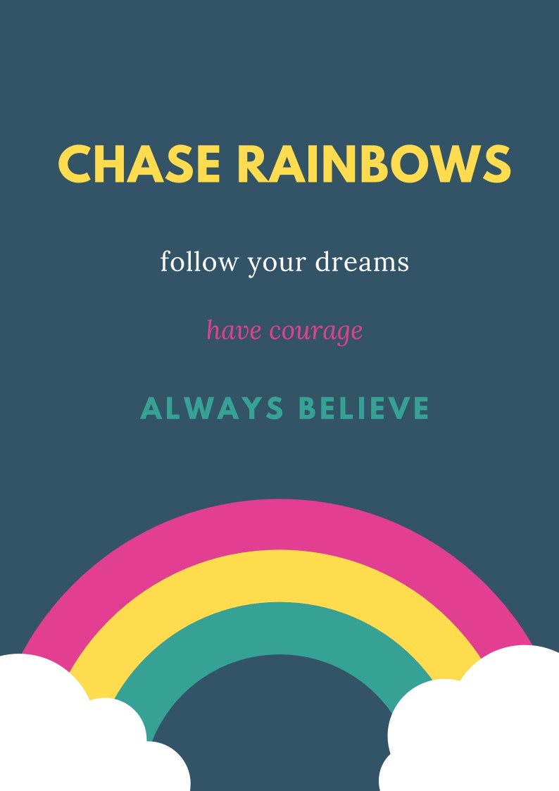 NEW Nursery Rhyme Print Chase Rainbows Children's Etsy