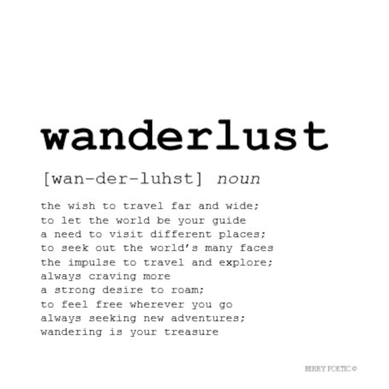 WANDERLUST Poem Print Postcard, Inspirational Poem Card, Inspirational
