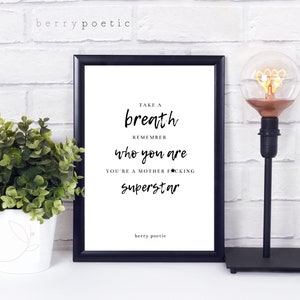 Take a Breath A4 Druck, Wörterbuch Definition Druck, inspirierendes Gedicht, Gedicht Druck, Zitat Druck, Affirmationen, Bleib stark, psychische Gesundheit