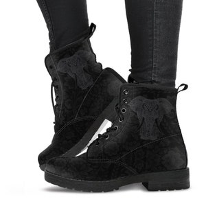 Elephant Floral Leather Boots Women&#39;s Boots Faux Fur Leather Boots for Women And Man Gift Spiritual Boots,Black Boots,Unique Design