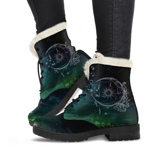 Furry combat boots clearance