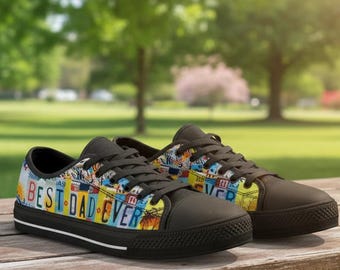 Dad Canvas Shoes, License Plate Art Sneakers, Father's Day Gift