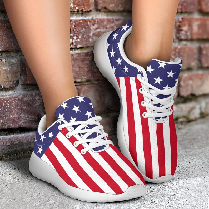 USA Flag Sneakers 4th of July Shoes for Women Men Sneakers - Etsy