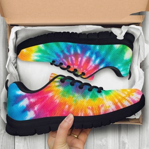 Colorful Tie Dye Hippie Abstract Art Sneakers, Running Shoes, Training Shoes, Custom Shoes, Low Top Shoes, Casual Shoes, Mens, Womens, Kids