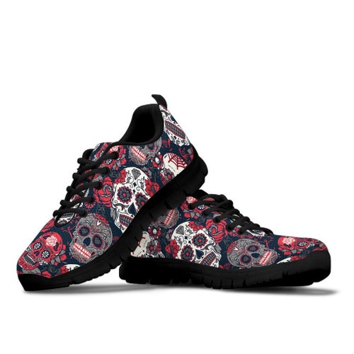 Blue Sugar Skull Women's Sneakers