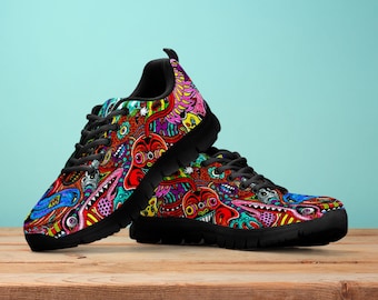 Psychedelic Art Sneakers Running Shoes For Womens And Mens Kids Shoes Gift For Him Or Her Party Festival Shoes Awesome Colorful Sneakers.