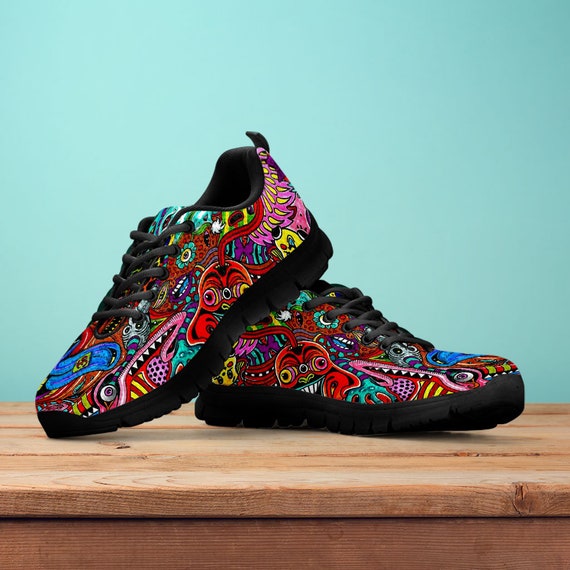 Psychedelic Art Sneakers Running for Womens Etsy