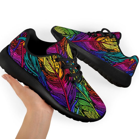 Plumas de colores Zapatillas personalizadas para zapatos de mujer para hombres zapatillas deportivas regalo para ella zapatos de lona diseno unico Etsy Espana