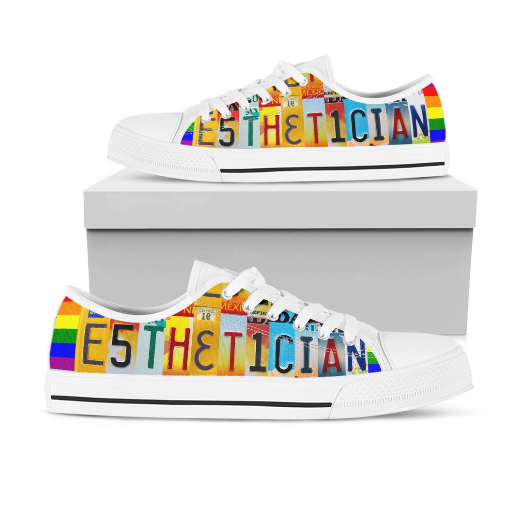 Esthetician Custom Shoes License Plate for Women Gift for Her Custom Sneakers Tennis Canvas