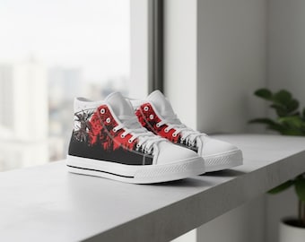 Samurai Sunset High Top Sneakers: Custom Canvas Shoes