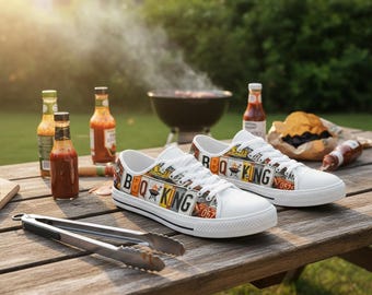 BBQ King Canvas Shoes Sneakers – License Plate Design, Grill Lovers, Pitmaster Gift