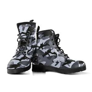 Camo Vegan Boots, Leather Boots for Women Military Boots For Men, Camouflage Fur Boots For Women, Combat Style Gift For Women.