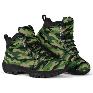 Green Camouflage Alpine Boots For Women Vegan Camo Boots For Men, Custom Alpine Boots, Gift For Camo Lover, Boots For Men, Christmas Gift