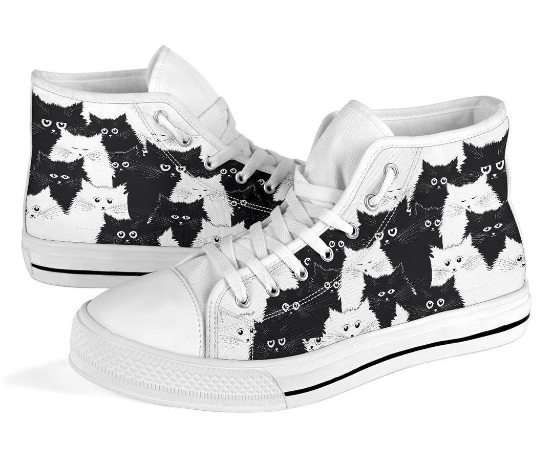 Cats High Tops for Womens Canvas Shoes for Men Funny Cats Etsy