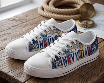 Navy Dad Canvas Shoes – License Plate Style Sneakers – US Navy Gift