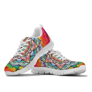 Colorful Mandala Running Shoes For Women, Custom Sneakers For Men, Kids Shoes Spiritual Gift, Colorful Sneakers.