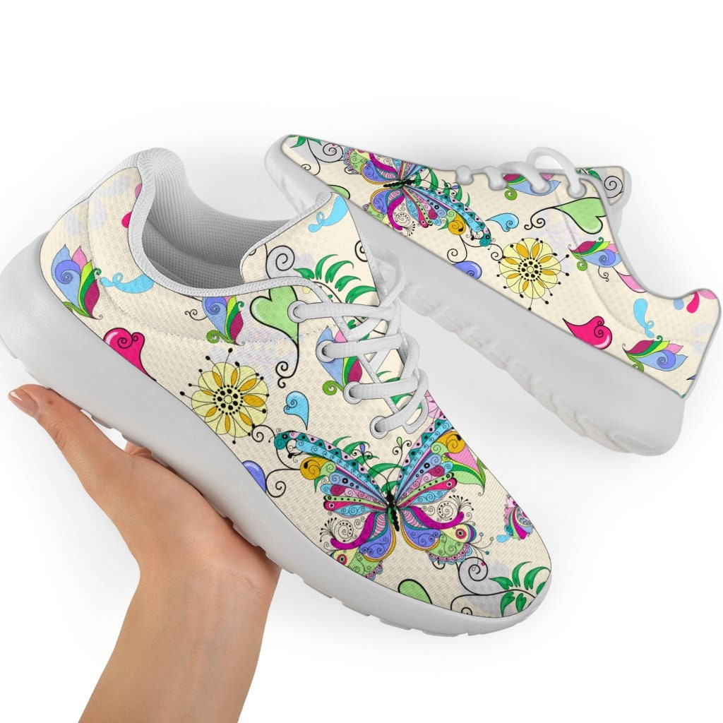Abstract Colorful Butterfly Print Women's Sneakers