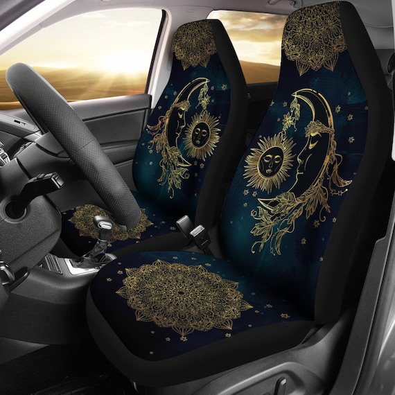 Front Vehicle Seat Protector Car Mat Covers Universal Fit for Vehicle Sedan SUV and Truck Automotive Interior KiuLoam Daisy Flower Sun Moon Car Seat Covers 2 Pcs