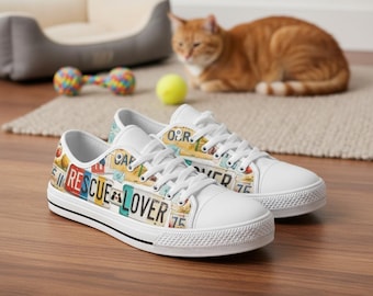 Rescue Lover Canvas Shoes – License Plate Design, Animal Adoption Gift