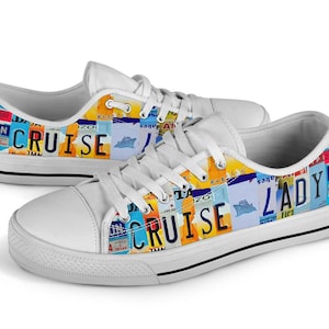 Cruise Lady Custom Shoes License Plate For Women Gift for Her Custom Travel Sneakers Tennis Canvas Shoes Custom Low Top