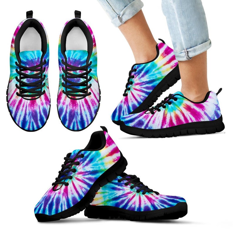 Colorful Tie Dye Hippie Abstract Art Sneakers Running Shoes Etsy