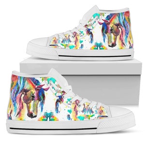 Painted Horse High Tops for Women Canvas Shoes Custom Sneakers Custom High Tops, Gift for Her Colorful Shoes