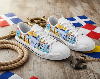 Cruise Lady Custom License Plate Low Top Canvas Shoes: Custom Sneakers