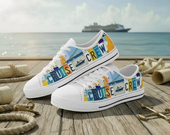 Cruise Crew License Plate Sneakers – Vacation Canvas Shoes, Cruise Gift for Friends, Matching Outfit