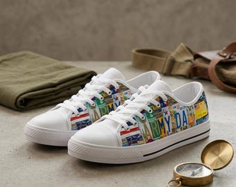 Army Dad License Plate Low Top Canvas Shoes – US Military Gift Dad Sneakers