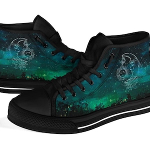 Sun And Moon High Tops for Women, Canvas Shoes for Men, Custom Sneakers Gift for Her, Custom High Tops Unique Design