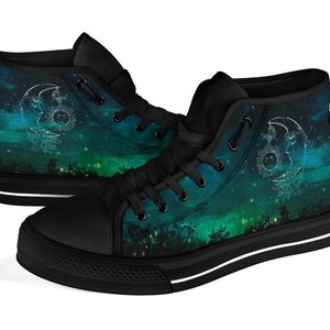 Sun And Moon High Tops for Women, Canvas Shoes for Men, Custom Sneakers Gift for Her, Custom High Tops Unique Design