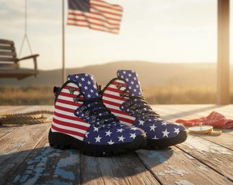 USA Flag Alpine Boots: Vegan Leather Patriotic Gift