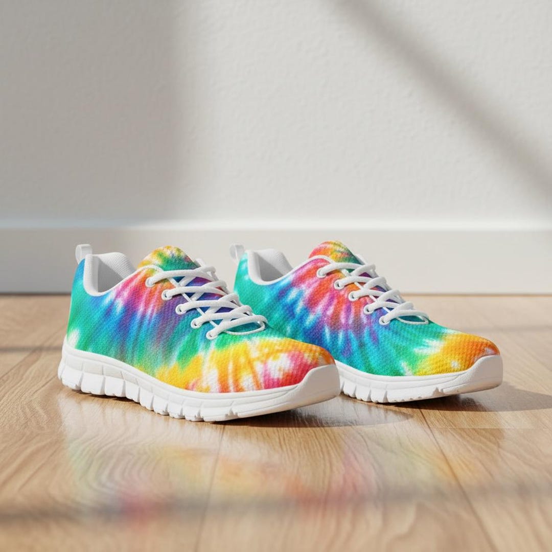 Colorful Tie Dye Sneakers, Hippie Abstract Art, Custom Low Top Shoes - Etsy