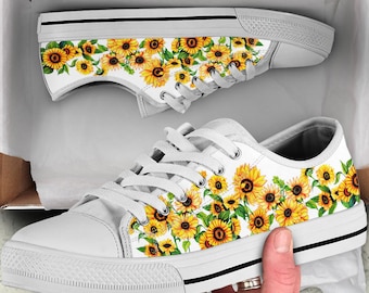 SEERTED Sunflower Floral Repeat School Sneakers for Women
