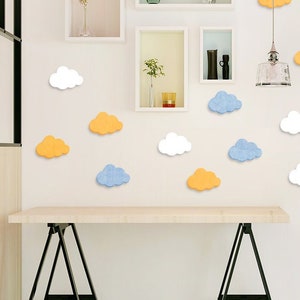 10pcs Cloud Decor, Colorful Felt Pin Board, Polygon Sound Diffuser Panel, Felt Wall Tiles, Wall Décor
