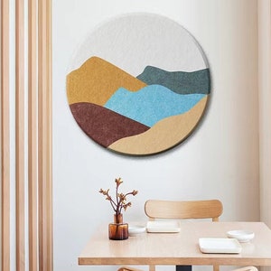 Round Pin Board, Hill Polygon Sound Diffuser Panel, Felt Wall Tiles of Ink, Wall Décor, Bulletin Board