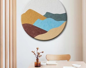 Round Pin Board, Hill Polygon Sound Diffuser Panel, Felt Wall Tiles of Ink, Wall Décor, Bulletin Board