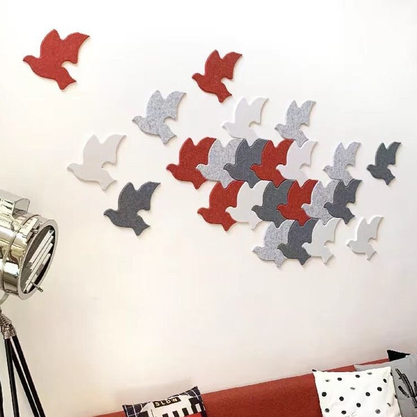 Felt Art Wall Décor School of Birds, Custom Home Décor of Birds, Wall Art Design, Personalized Gift