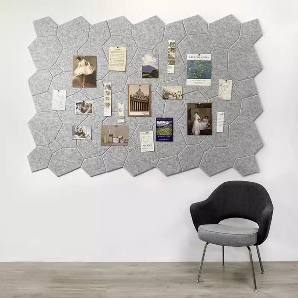 Pin Poard of Rocks, Macadam Decorative Felt Wall Tiles, Polygon Sound Diffuser Panel, Custom Wall Décor, Bulletin Board