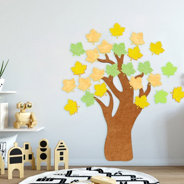 Maple Tree Pin Board, Maple Leaf Felt Wall Tiles, Polygon Sound Diffuser Panel, Wall Décor, Bulletin Board