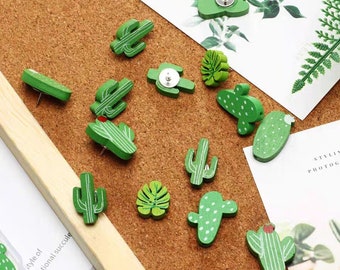 30pcs Cactus Pushpins for Bulletin Board, Decorative Thumbtack, Push pin For Corkboard, Pin Board Décor