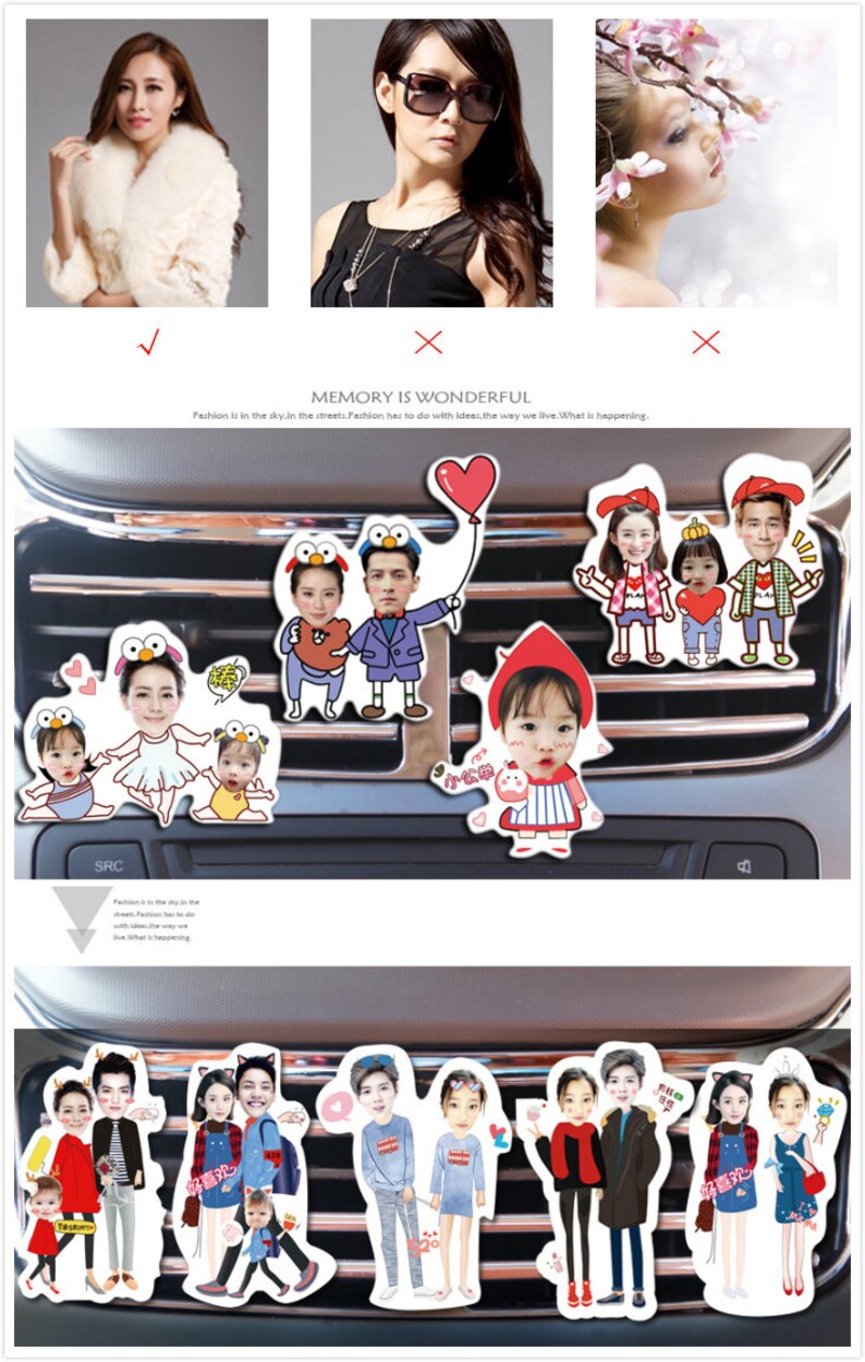 Personalized Cute Car Accessories Vent Clip Car Interior Decor With Your Photo Custom