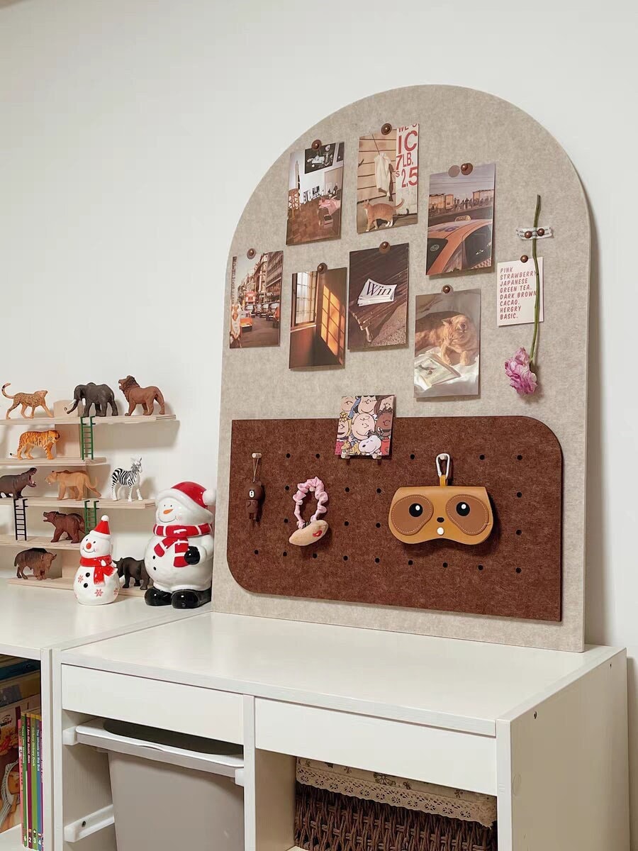 Wall Décor With Shelf, Arch Photo Collage, Eco Felt Decor and Storage Supply, Custom Organizer