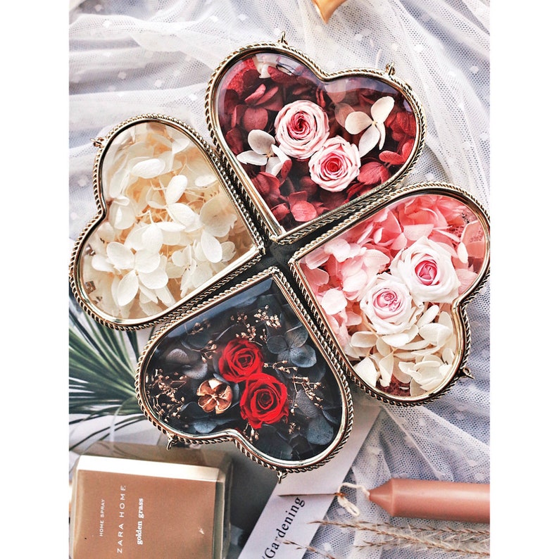 Preserved Flower Heart Shape Wedding Ring Box Diy Engagement Etsy