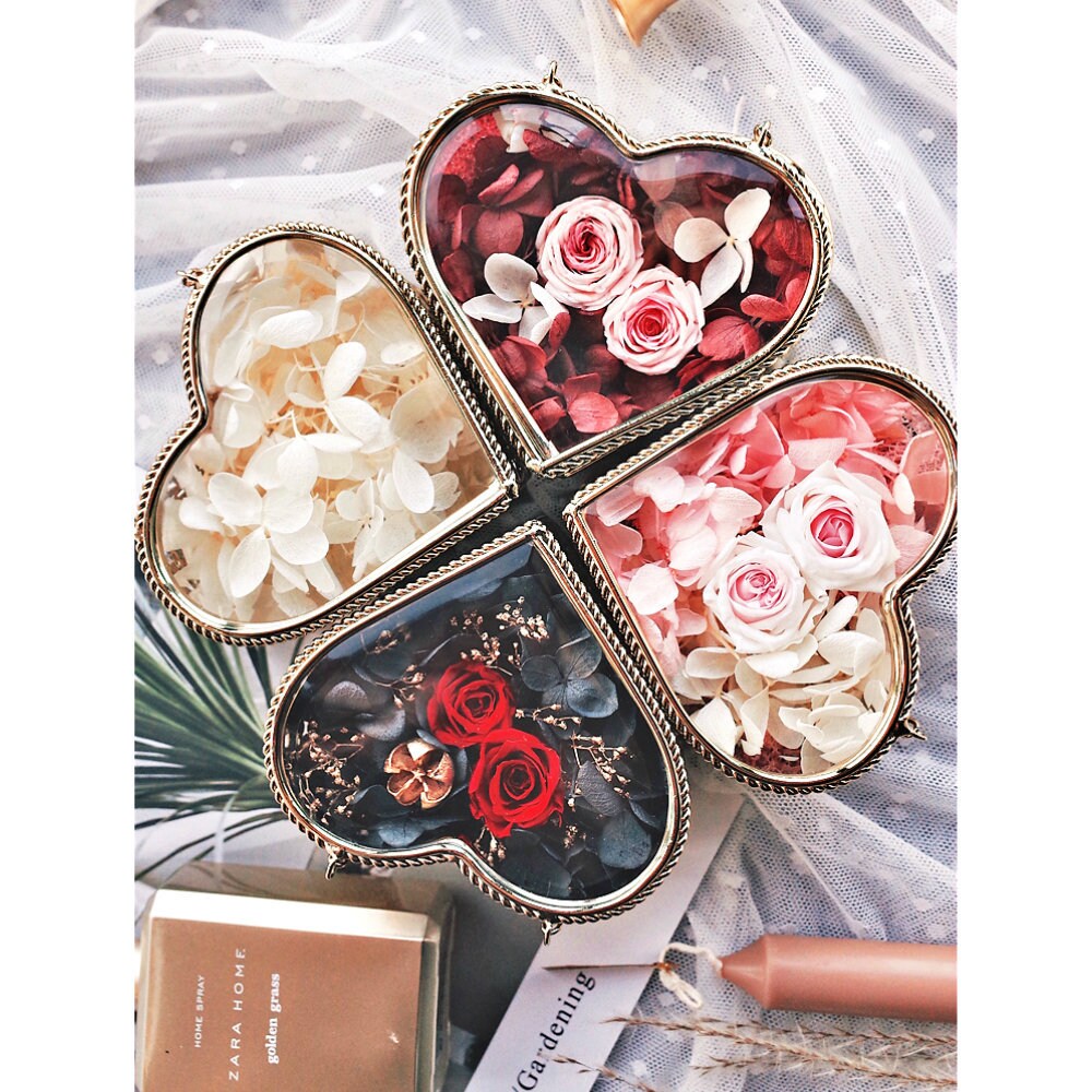 Preserved Flower Heart Shape Wedding Ring Box Diy Engagement Etsy
