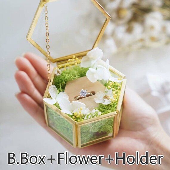 Preserved Flower Wedding Ring Box Diy Engagement Ring Box Etsy